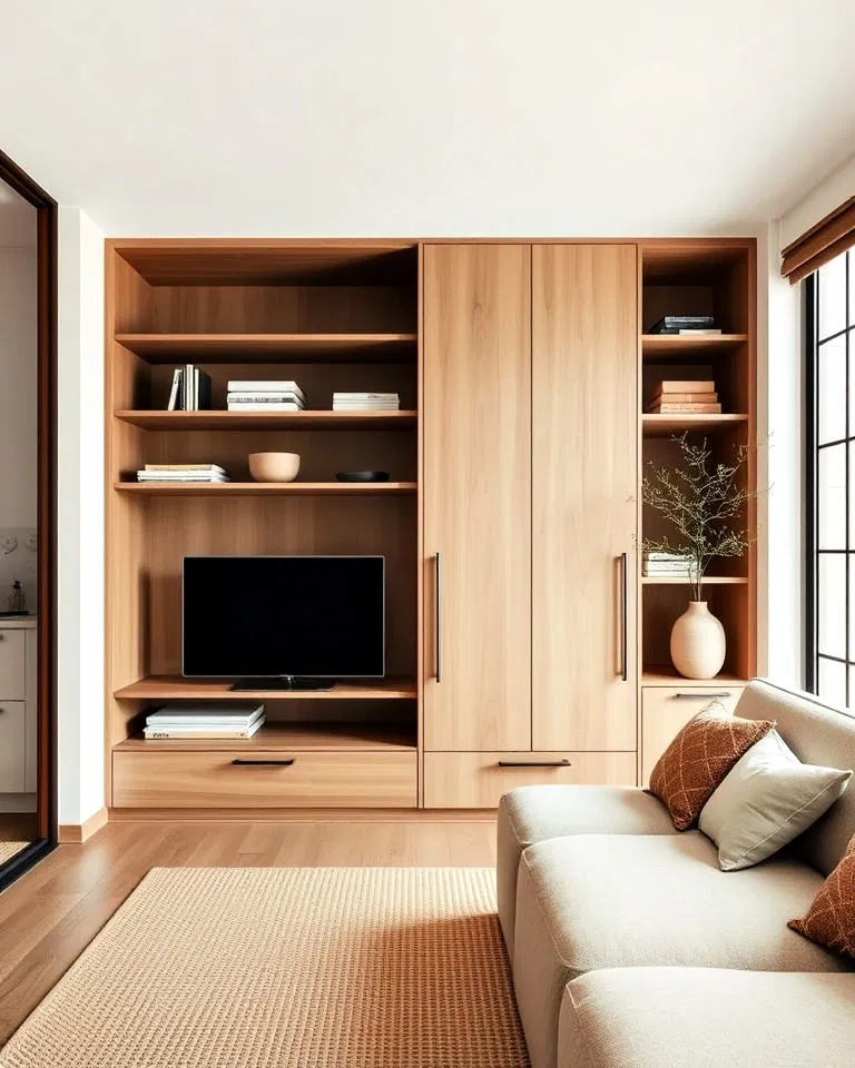 Built-in storage in Japandi interiors