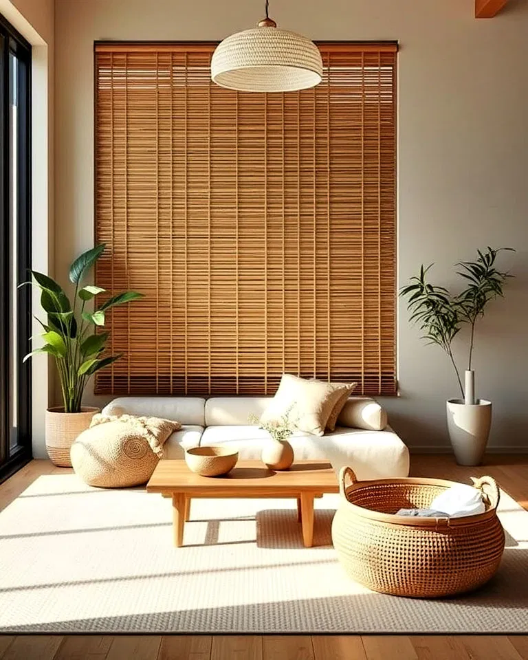Bamboo accents in Japandi interiors