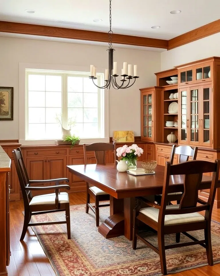 storage cabinets for a craftsman style dining room