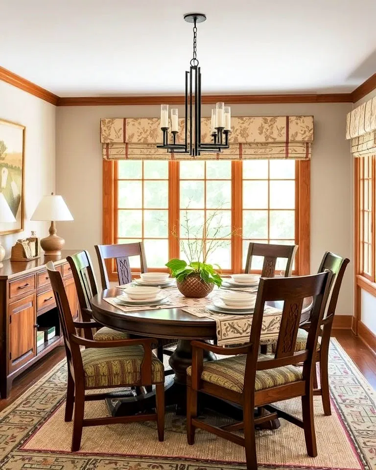 nature inspired textiles for a craftsman dining room