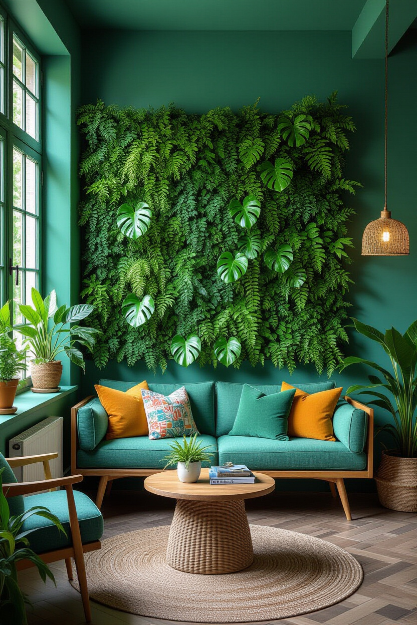 Calming Green Living Room Walls