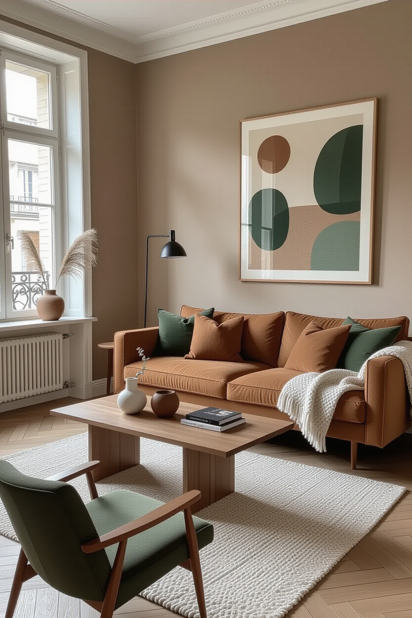 Earthy Brown Living Room Walls