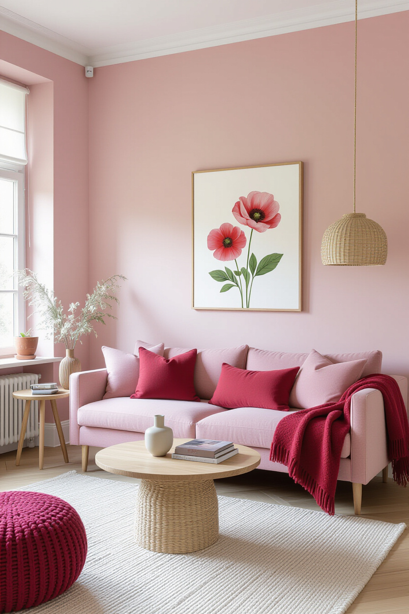Gentle Pink Living Room Walls