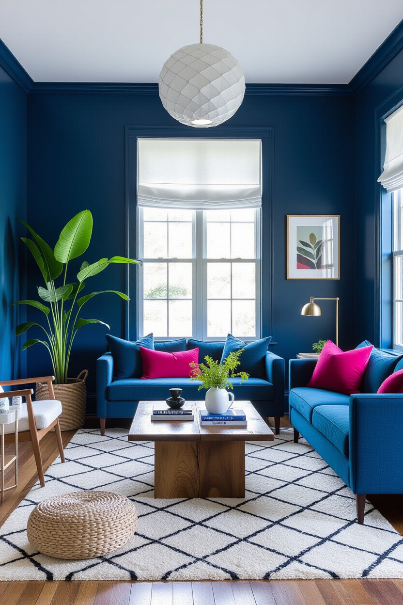 Deep Indigo Living Room Walls