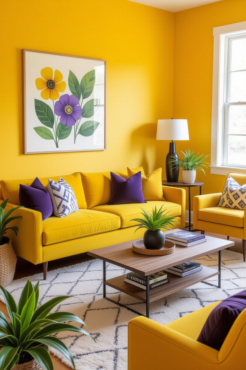 Sunlit Yellow Living Room Walls