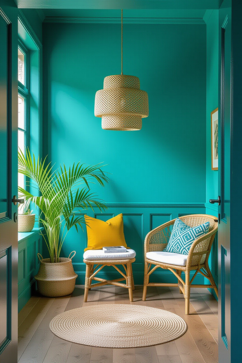 Coastal Teal Living Room Walls