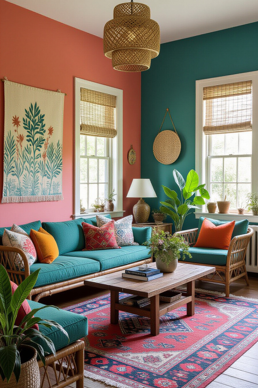 Coral Living Room Walls