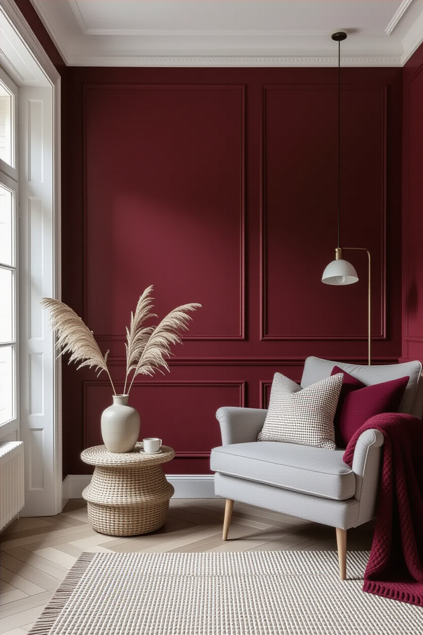 Burgundy Living Room Walls