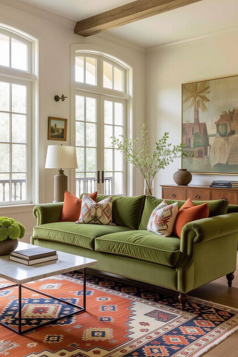 Olive Green Sofa Living Room