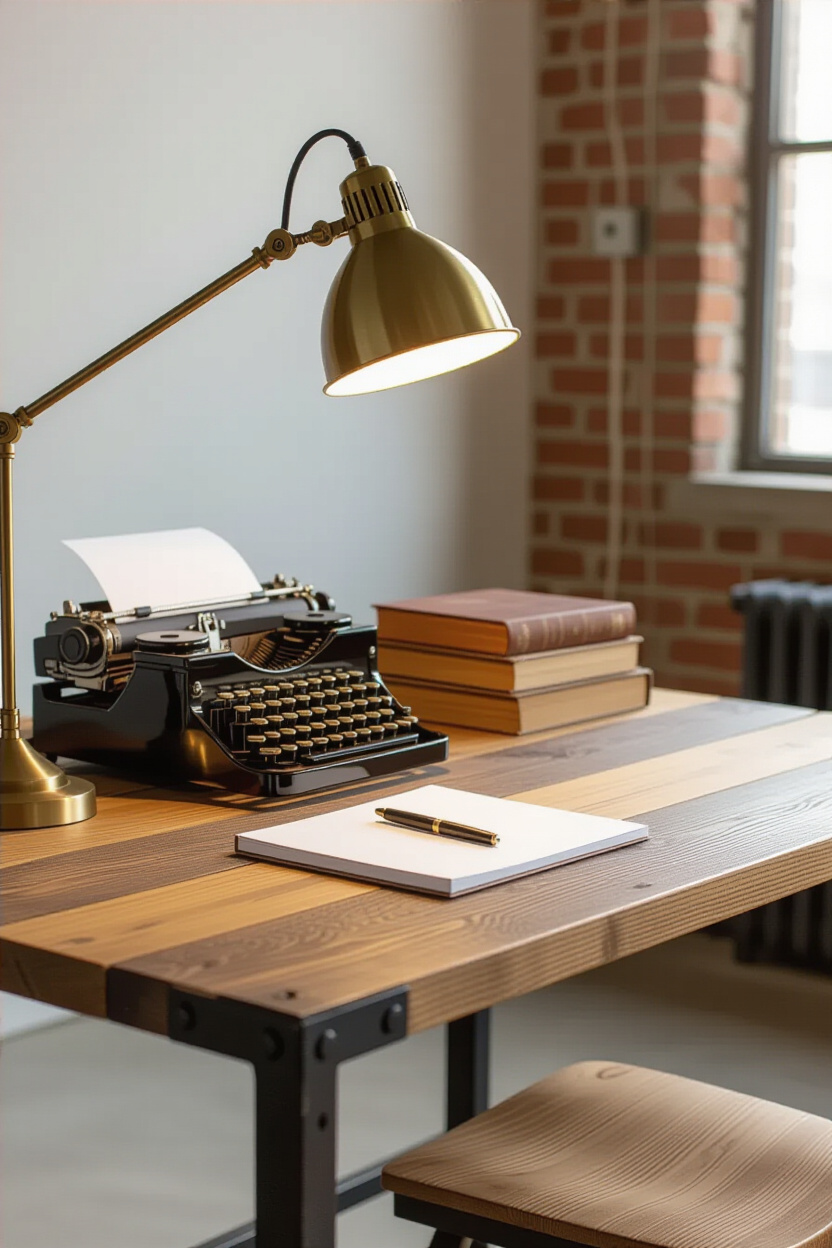 brass industrial desk lamp