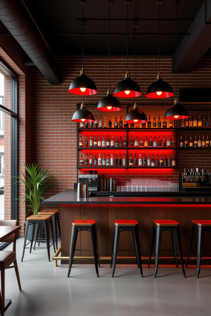 red interior dome pendant lights