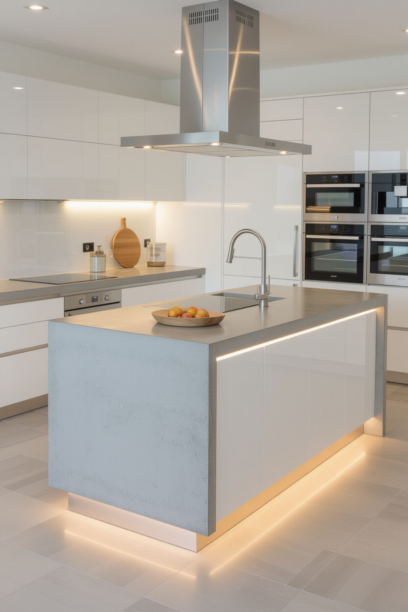 LED strip lighting in industrial kitchen