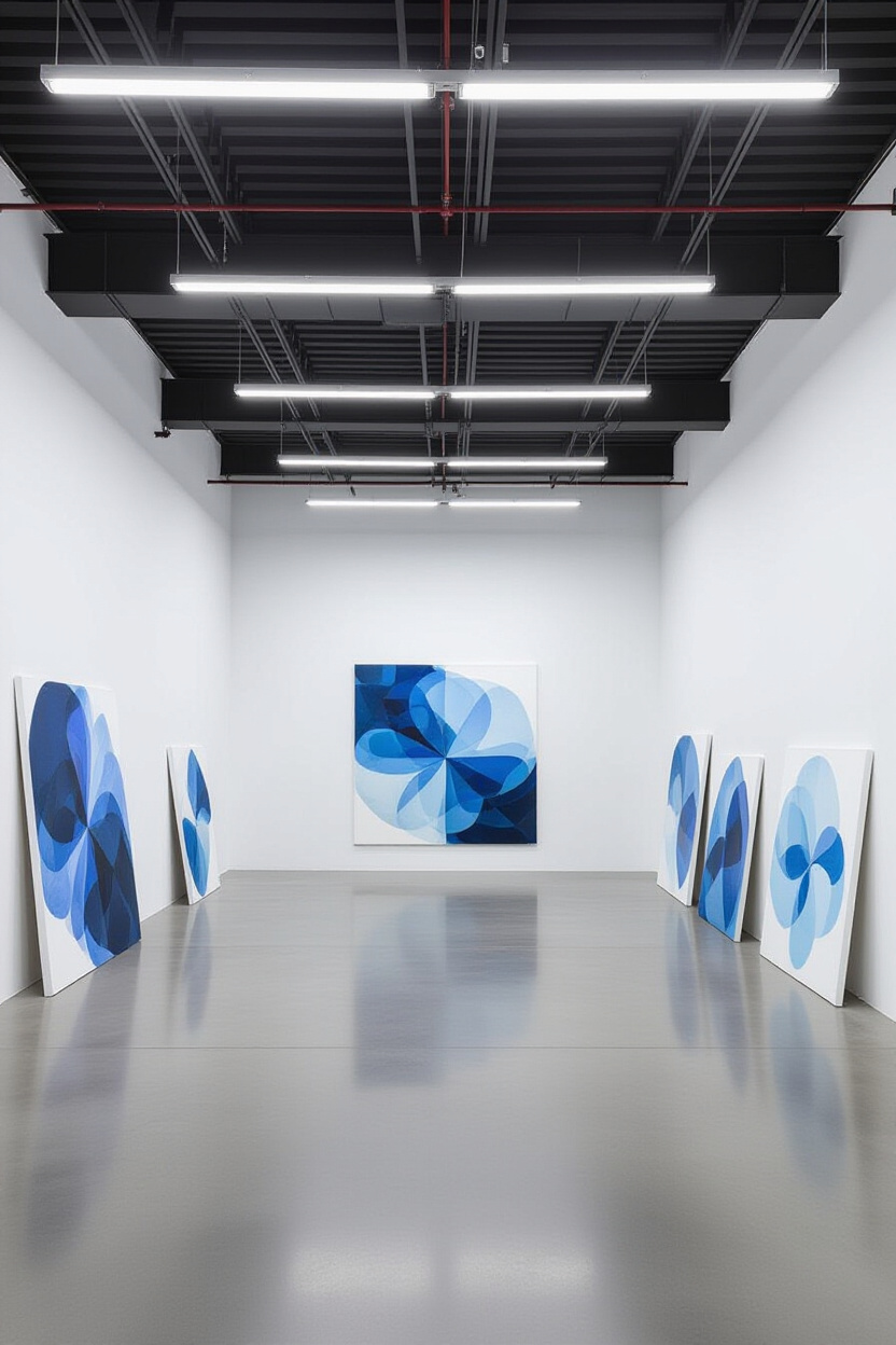 cool white industrial lighting in studio