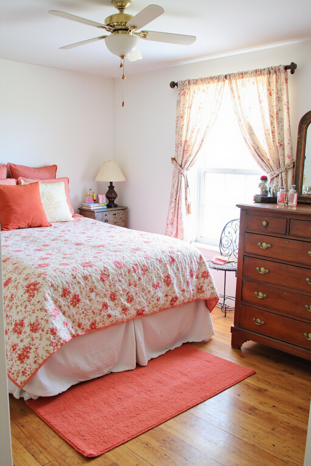 coral bedroom ideas, coral bedroom aesthetic, bright bedroom design, bright bedroom decor ideas, coral pink bedroom ideas