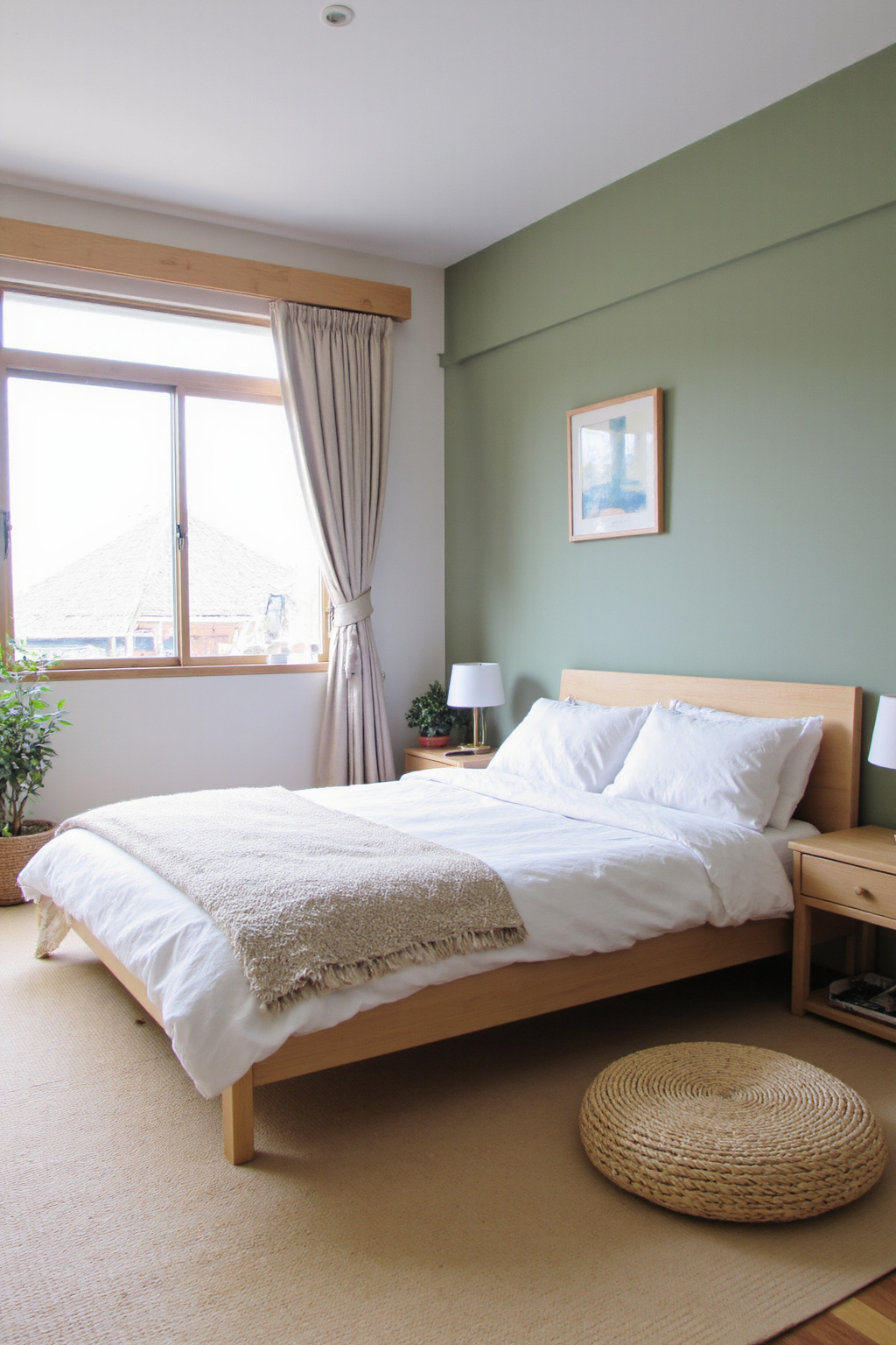 green walls, green bedroom, green tan bedroom ideas, olive green bedroom ideas, bedroom sage green