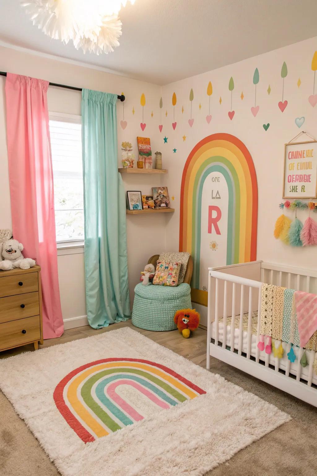 Add a burst of color and happiness with a rainbow nursery.
