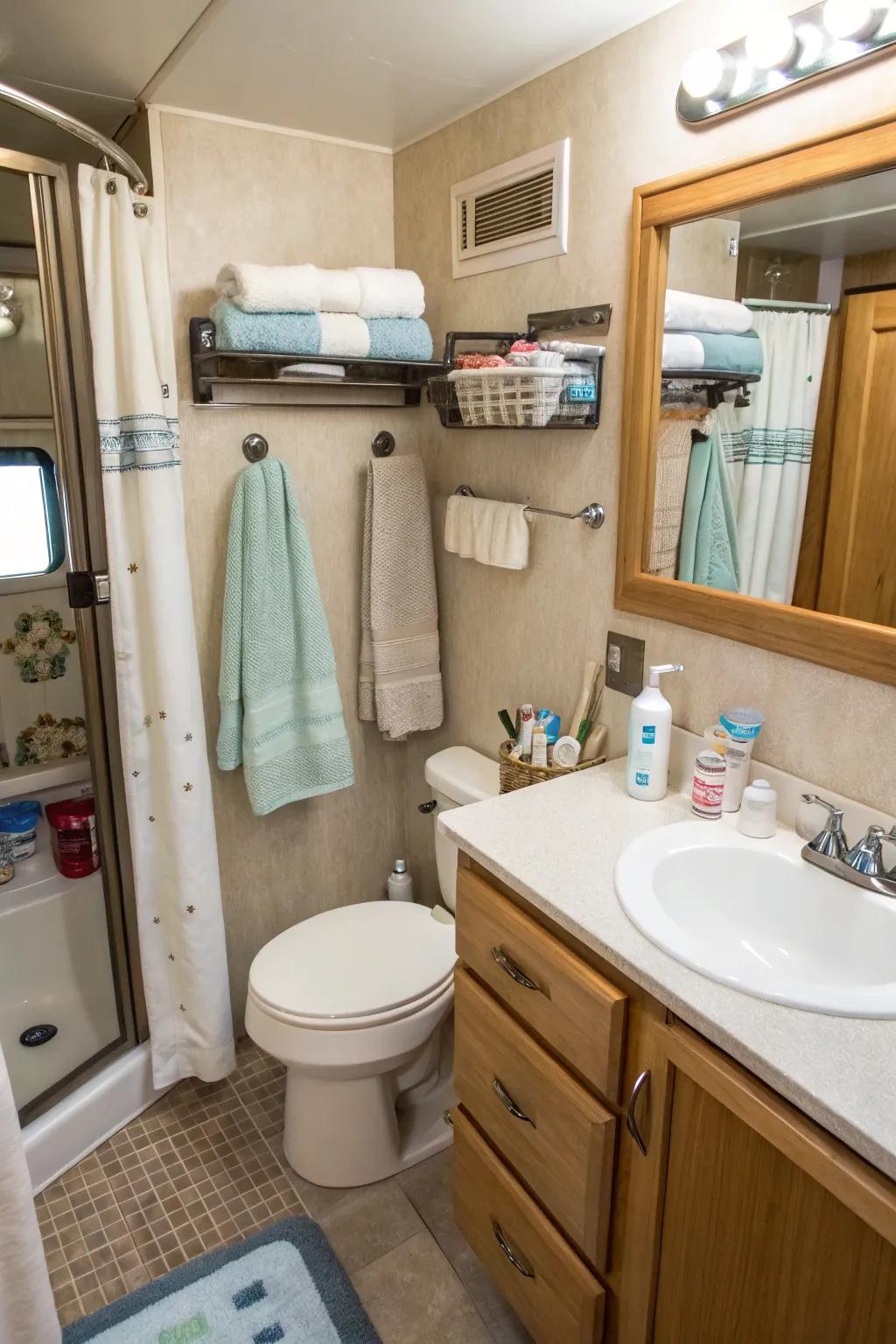 Versatile hanging with adhesive hooks.