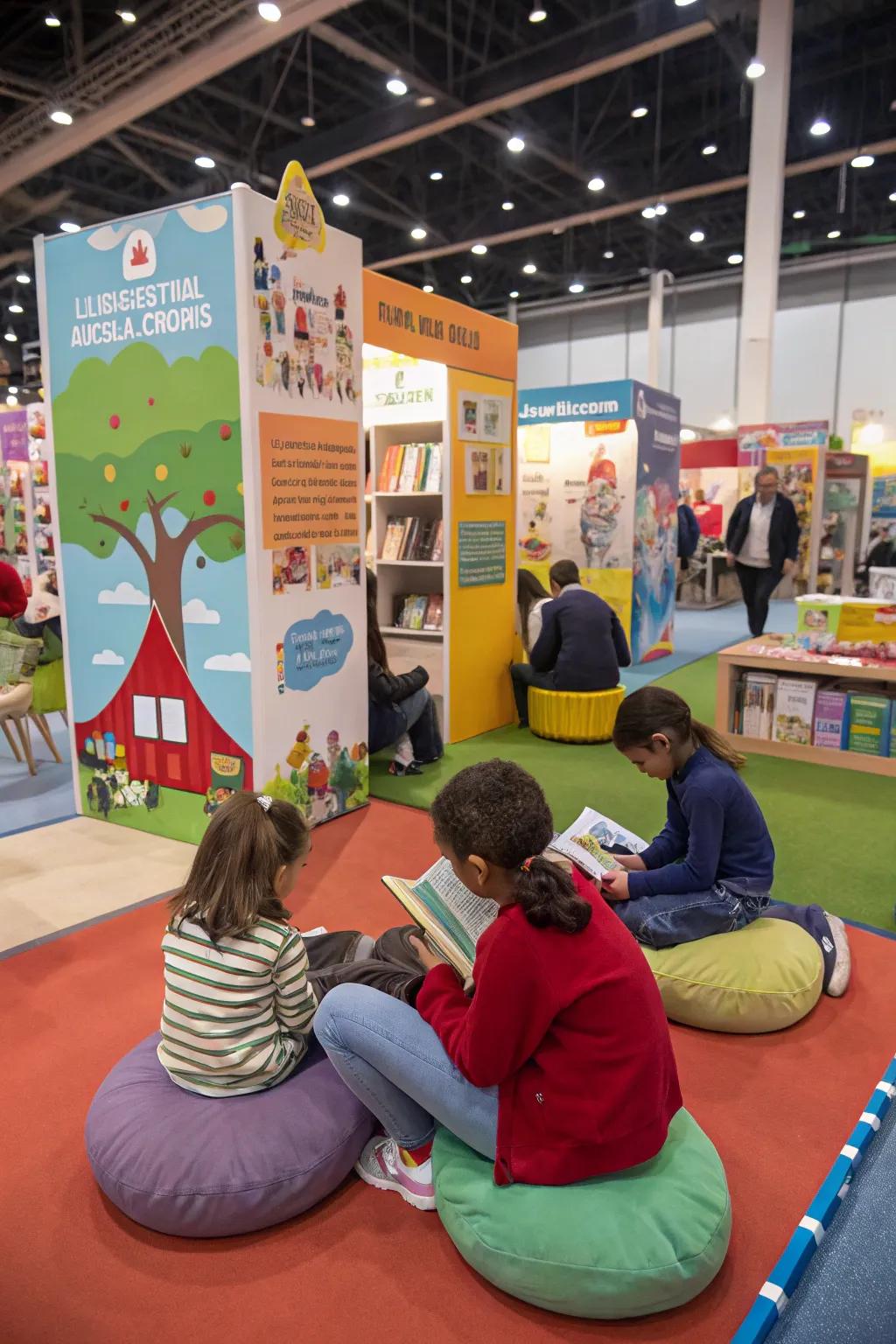 Interactive story zones captivate visitors at the book fair.