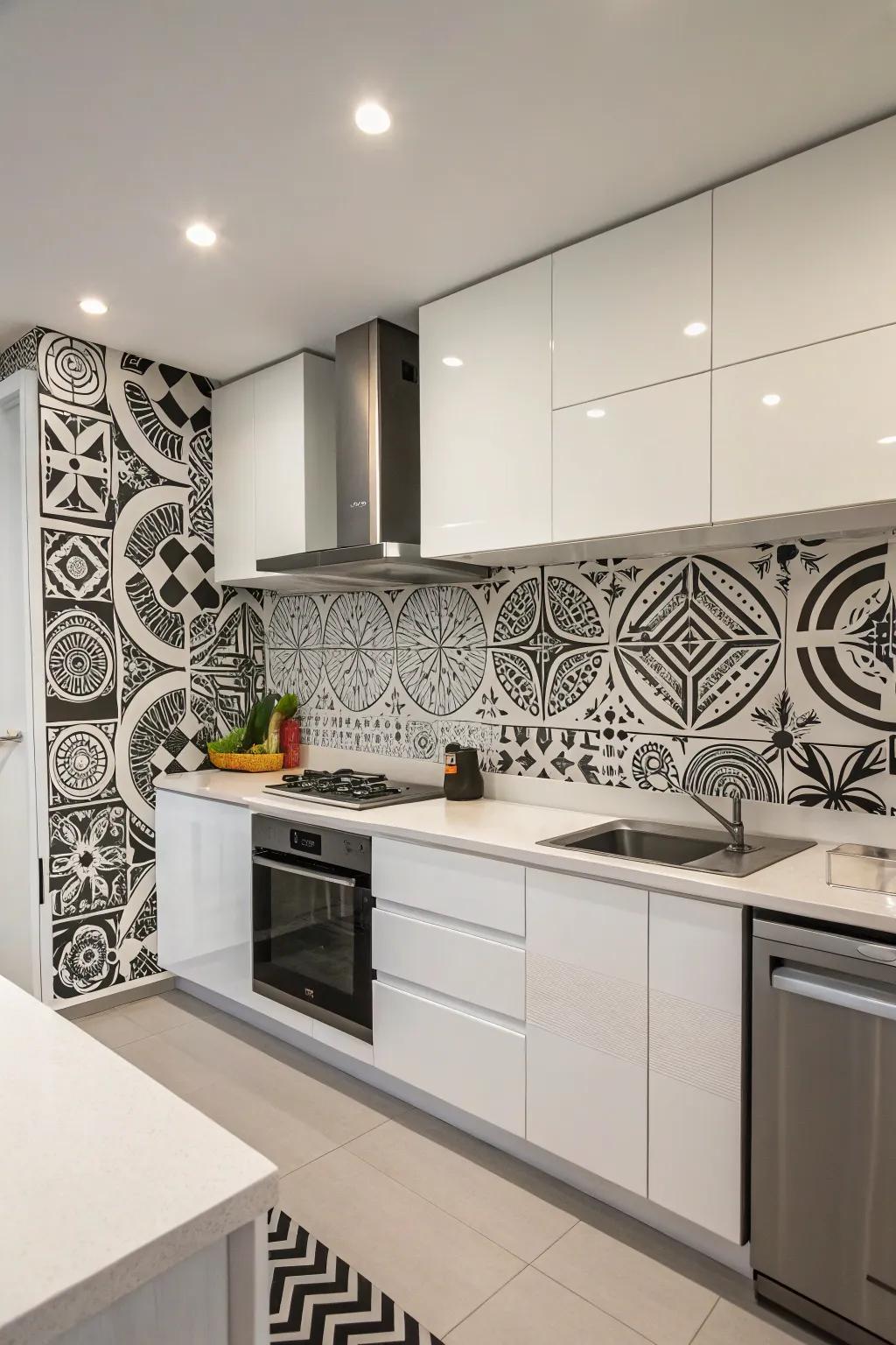 Chic black and white wall patterns.
