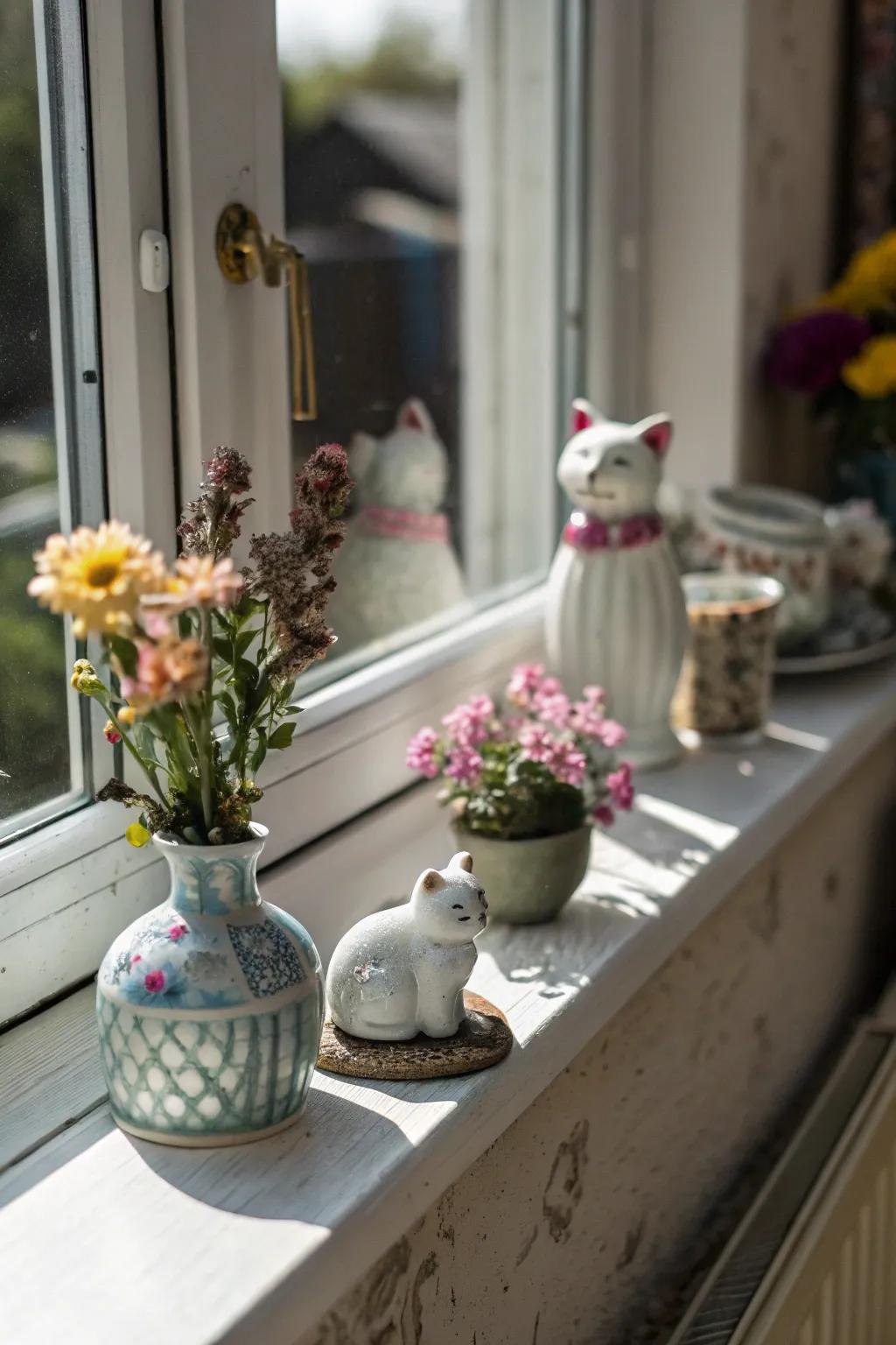 Decorative objects add personality and charm to your windowsill.