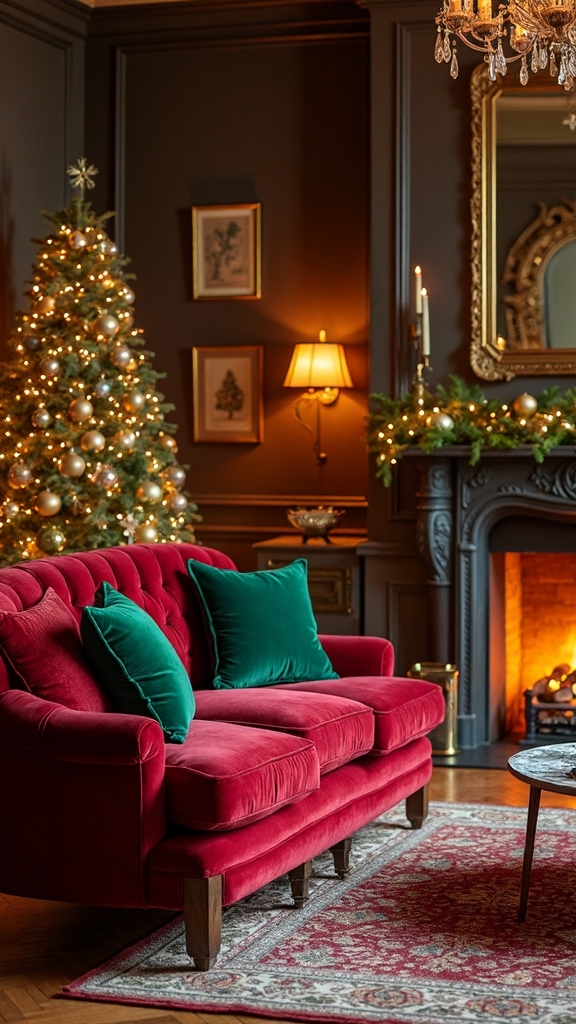 classic cozy festive red and green Christmas decor