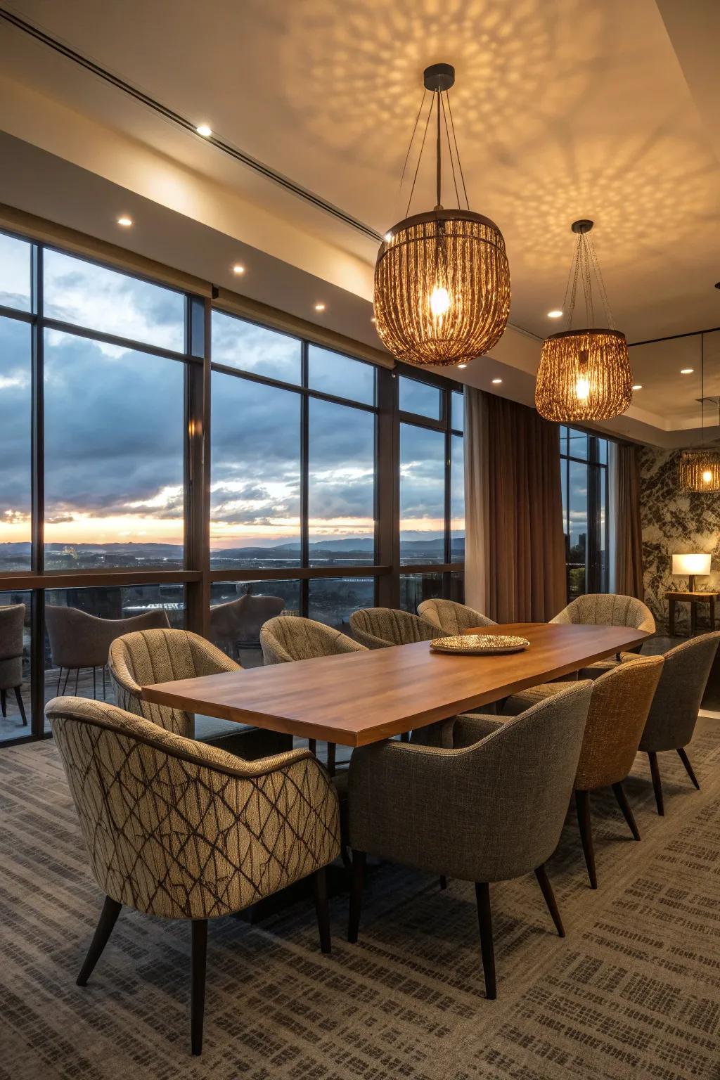 Accent lighting can transform the mood of a meeting space.