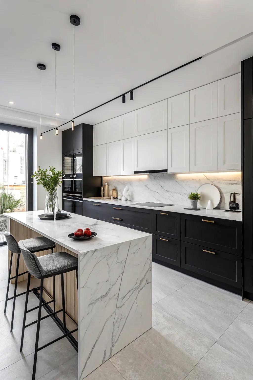 Sophisticated black and white kitchen design