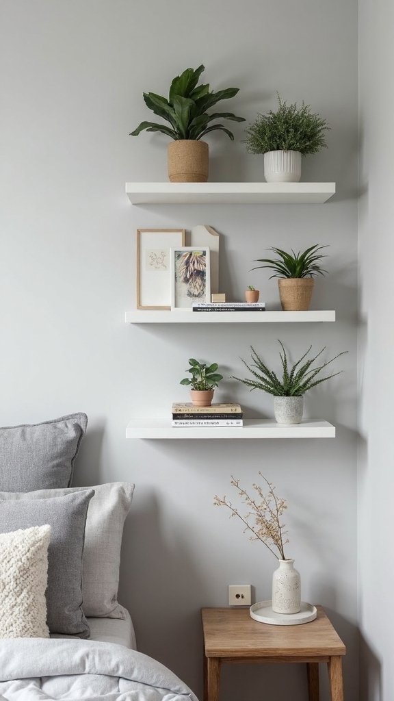 maximize vertical space with floating shelves